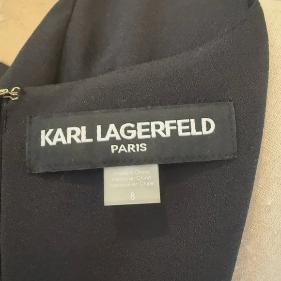Karl Lagerfeld Elegant Black Dress with Pearl Accents Size 8 - Picture 8 of 10